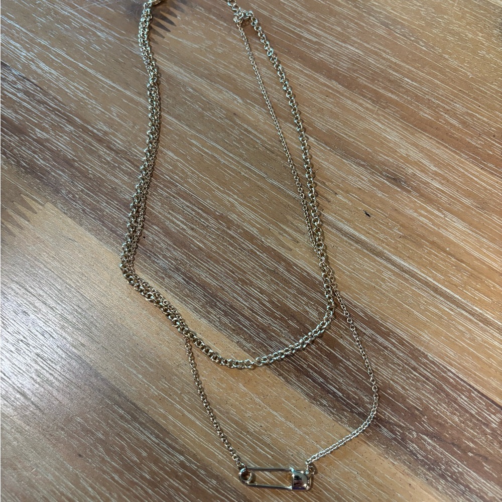 Elegant Gold Safety Pin Necklace